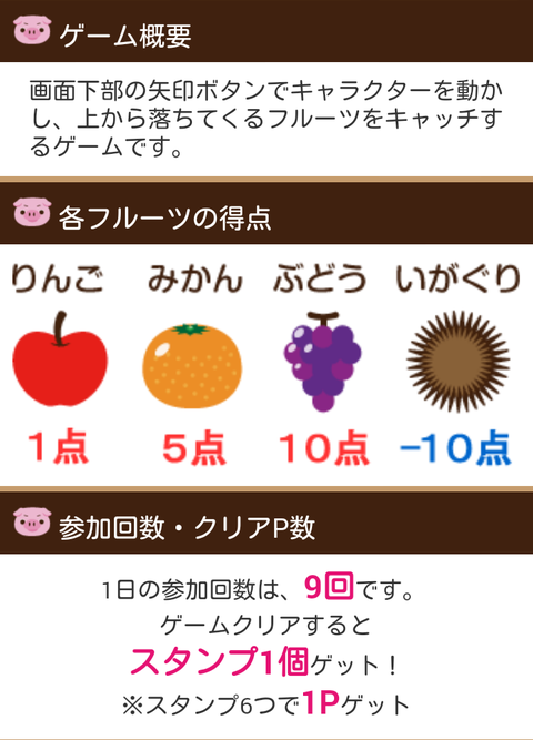 モッピー フルーツキャッチ ルール