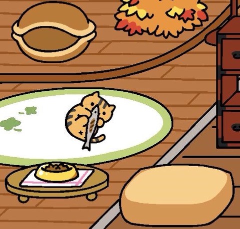 サンマに食いつくきじとらさん