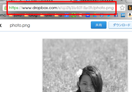 dropbox 共有URL