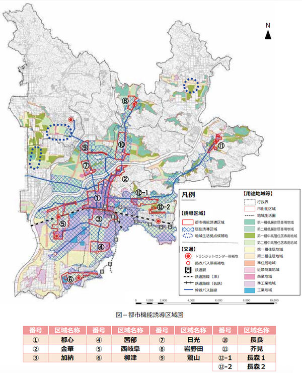 岐阜市の都市機能誘導区域