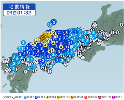 島根県西部の地震 2018年4月9日