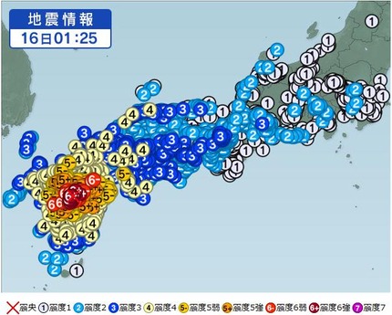 4月16日1時25分の地震