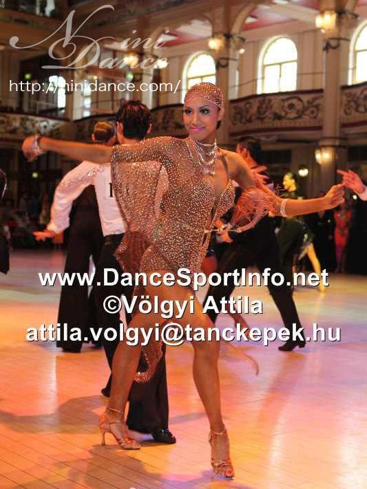 D070ネット生地にスワロを散りばめたラテンドレス : 社交ダンス 
