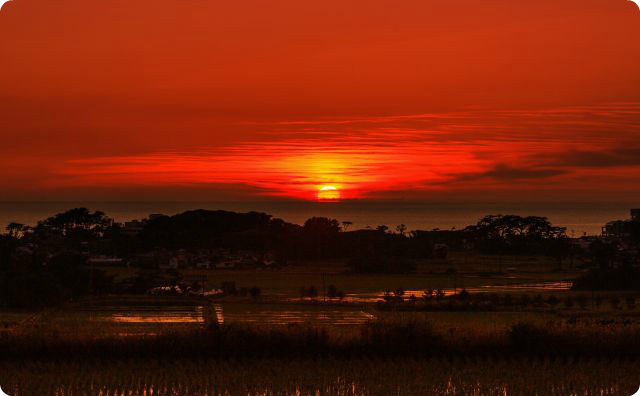 夕方、田舎