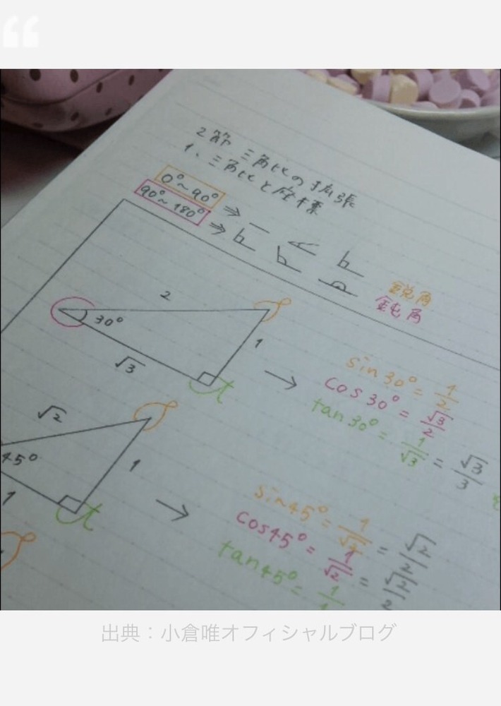 【画像】小倉唯が高校時代使ってた数学のノートが可愛い過ぎてゆいニー必須ｗｗｗ