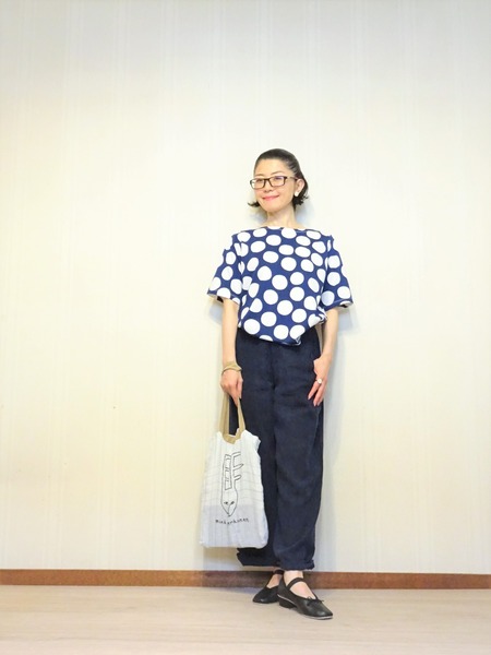 マリメッコ&ネイビーリネンパンツ (6)