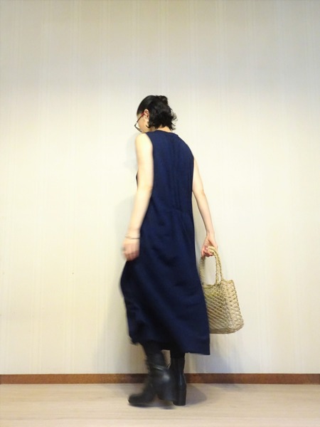 45R藍染タックドレスその弐 (4)