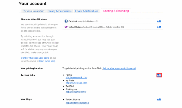 Flickrで連携を辞める方法03