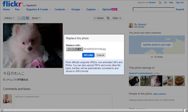 Flickrで写真の入れ替えができた02