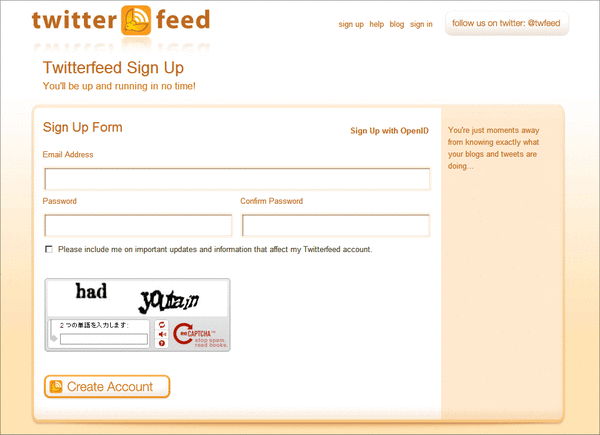 twitterfeed(アカウント取得)