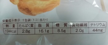 低糖質シュークリーム栄養成分