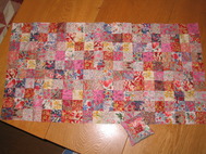 ハンドメイド　リバティー　キルトトップ　四角つなぎ　九枚セット×4　未完成 ハンドメイド リバティー キルトトップ 四角つなぎ 九枚セット