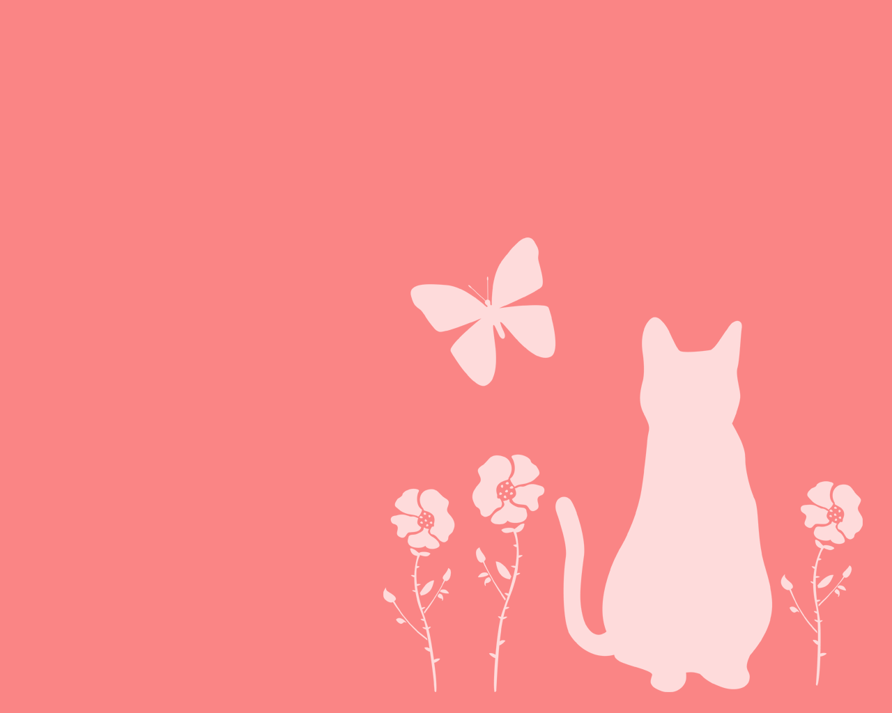 猫壁紙 猫と蝶と花と 白シルエット1280 1024 可愛い猫のｐｃデスクトップ壁紙 イラスト 写真 画像 Naver まとめ