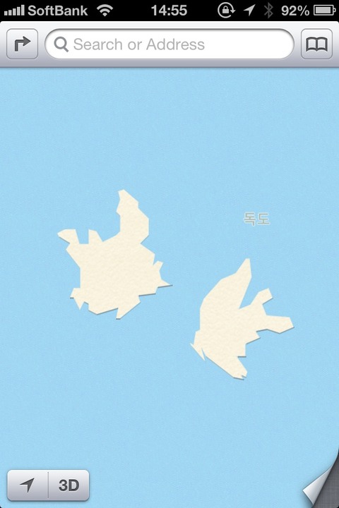 iPhone5(iOS6)マップ 竹島