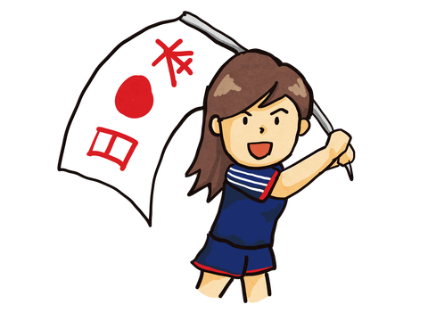 サッカー日本代表を応援する女性