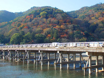 ②渡月橋からの嵐山山系