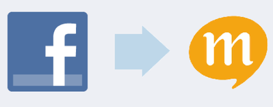 Facebook -> mixi フェイスブック -> ミクシィ Facebook -> mixi フェイスブック -> ミクシィ