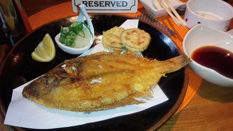 カレイの唐揚げを ポン酢