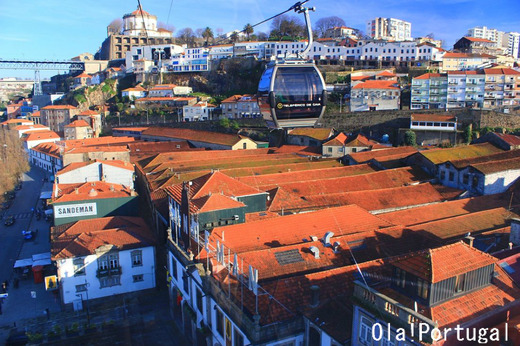 ポートワインの有名ワインセラー、SANDEMAN サンデマン上空を行く
