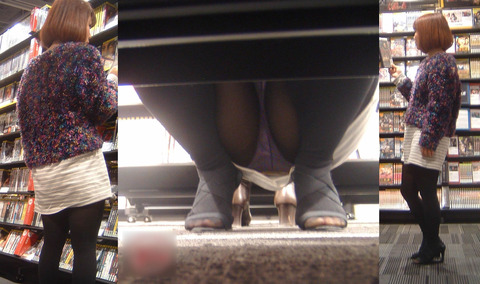 しゃがんでパンチラしてるのに気付かず撮られてしまった女性たち
