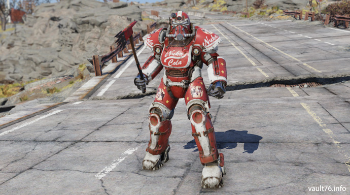 『Fallout 4 Nuka World』で登場したヌカコーラ仕様のパワーアーマーは、今作ではT,51パワーアーマー用のペイントモジュール「設計図: ヌカ・コーラ塗装」として入手