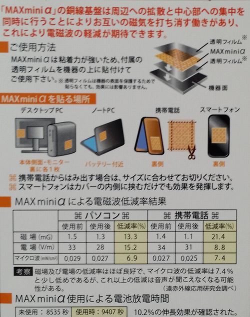 電磁波ブロッカー「ＭＡＸminiα」の使い方