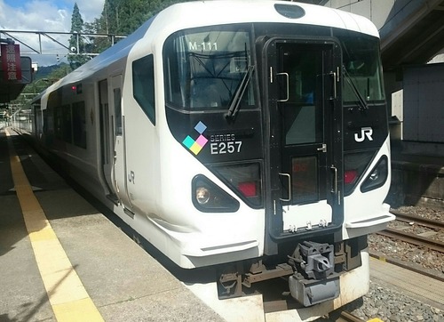 JR東日本 E257系電車 特急あずさ26号 大糸線 南小谷駅