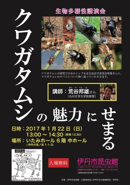 2017012215クワガタムシの魅力にせまるポスター。
