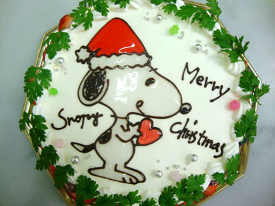 スヌーピーのクリスマスケーキ 誕生日 記念日用にオーダーできるデコレーションケーキ