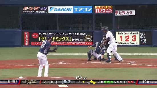 ３回裏４小谷野フォアボール満塁 (2)