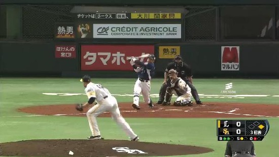 ３回表４栗山マルチ秋山好走塁１塁３塁 (3)