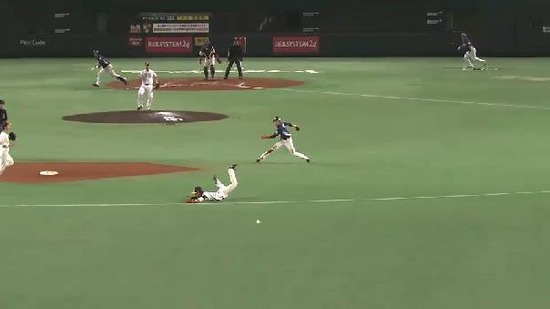 ８回表４浅村ヒット満塁金子遅れる (1)