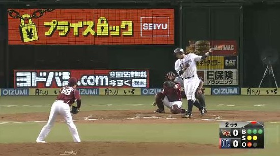 ２回裏２栗山炭谷外崎連続三振 (1)