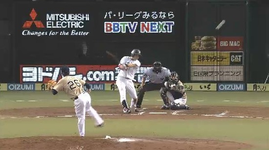 ６回裏４脇谷犠牲フライプロ初出場外崎生還 (3)