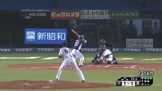 10回表１森ヒット炭谷バント (1)