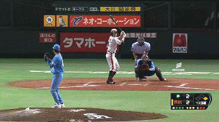 １２回裏５柳田三振 (1)