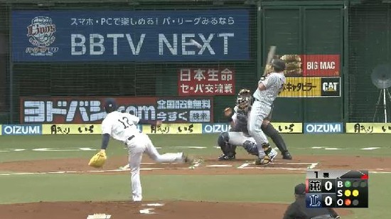 1回表３マートン死球