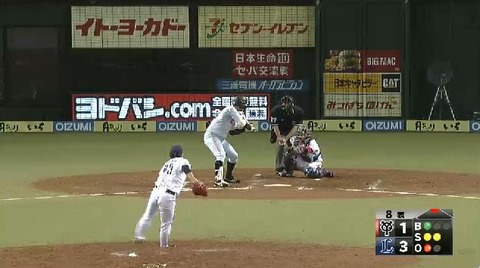 ８回表３高橋よしのぶ三振