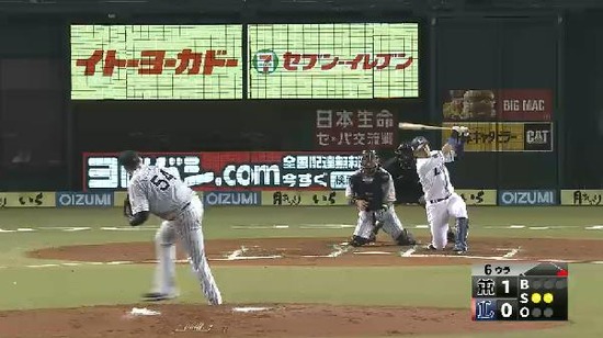 ６回裏２浅村三振