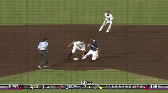 ７回表２栗山三振ゲッツー (2)