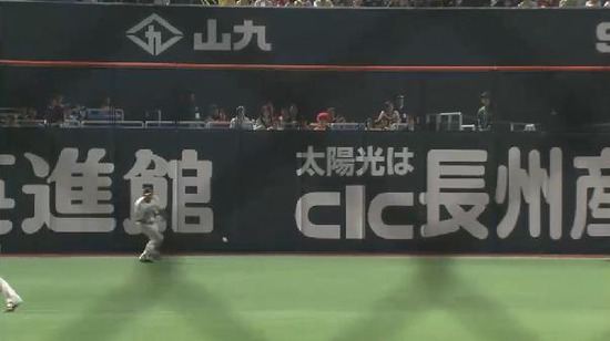 ３回表３栗山ヒット金子好走塁１塁３塁 (3)