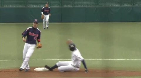 １回裏４アブレイユ盗塁