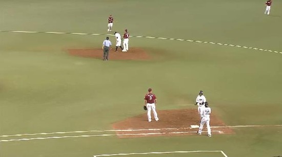 5回裏1栗山浅村連打 (1)