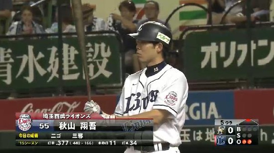 ５回裏２初球差し込まれてセンターフライ (1)