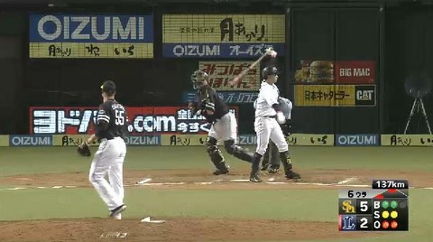 6回裏5浅村三振