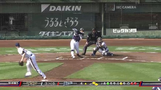 ６回表２栗山投手ゴロ (2)