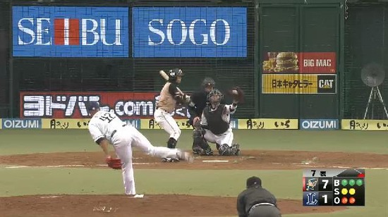 7回表2三者連続四球