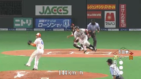 6回表2林崎投手ゴロ悪送球1塁2塁 (1)