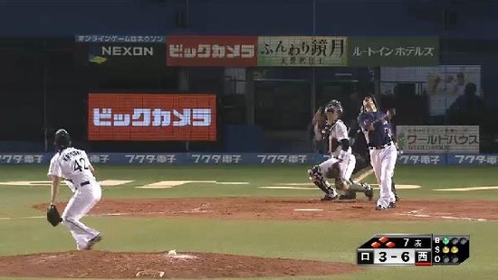 ７回表３炭谷捕手フライ (2)