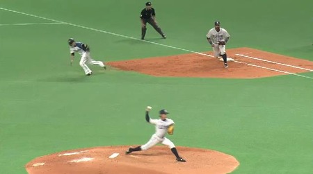 3回裏1中島ヒットエンドラン成功 (2)